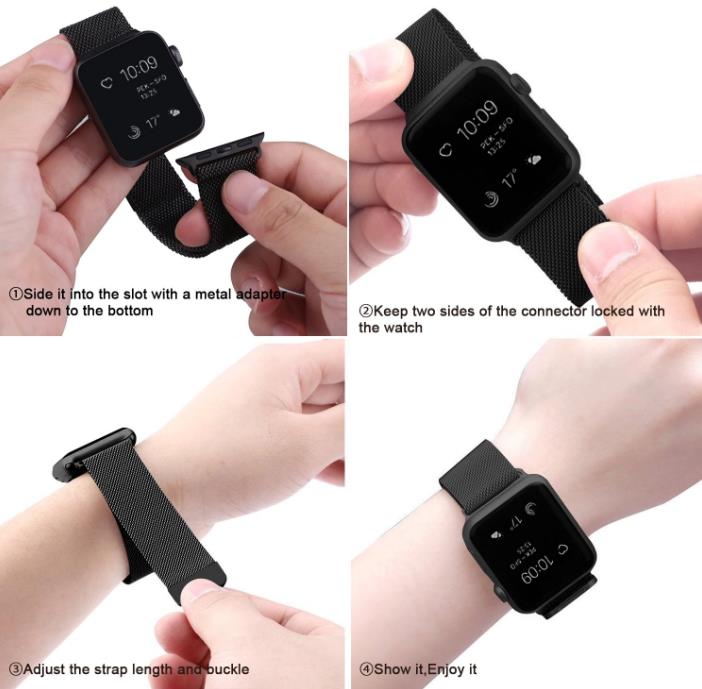 Bracelet de remplacement à boucle magnétique en métal pour Apple Watch iWatch Bracelet de remplacement à boucle magnétique en métal pour Apple Watch iWatch